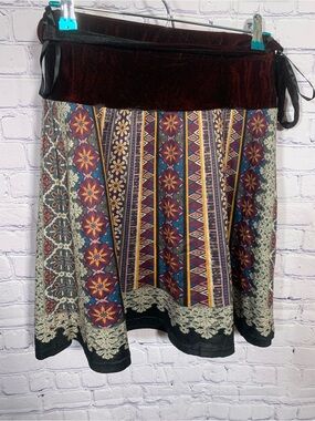 Smash! Womens Patchwork Velvet Mini Skirt Black Red Size XS Whimsigoth Festival